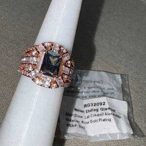 Bomb Party June 2025 Birthday Ring Rose Gold Plated with Lab Created Alexandrite